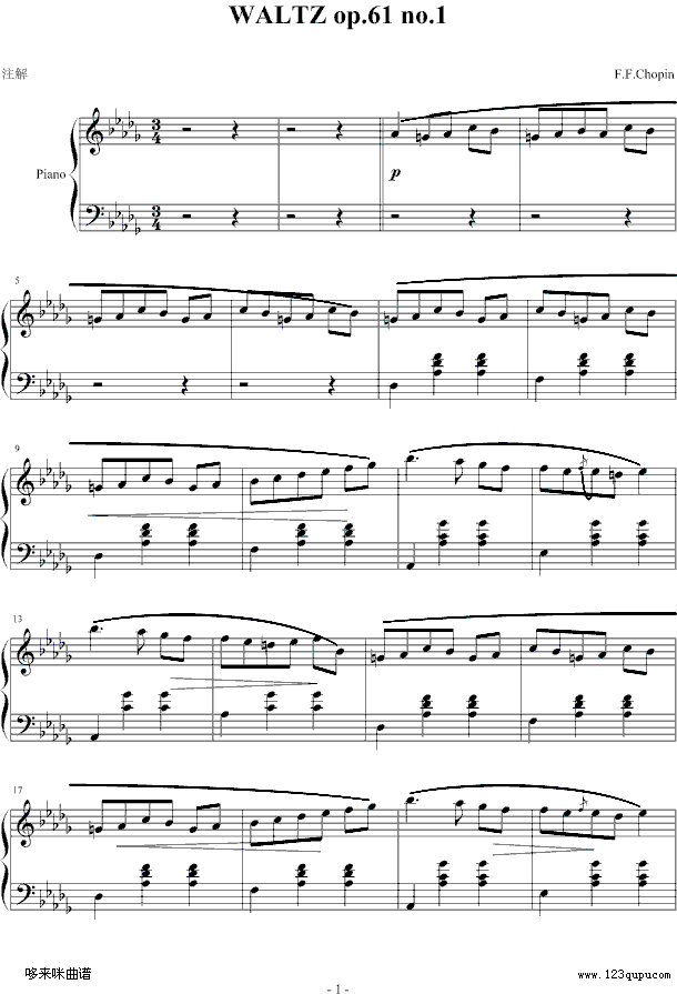 WALTZ op.61 no.1-肖邦钢琴曲谱（图1）