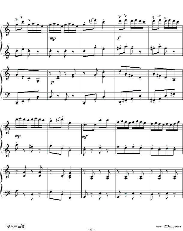小松树-（四手联弹）-中国名曲钢琴曲谱（图6）