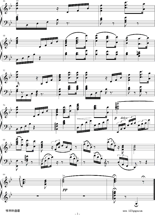 婚礼合唱-瓦格纳钢琴曲谱（图3）
