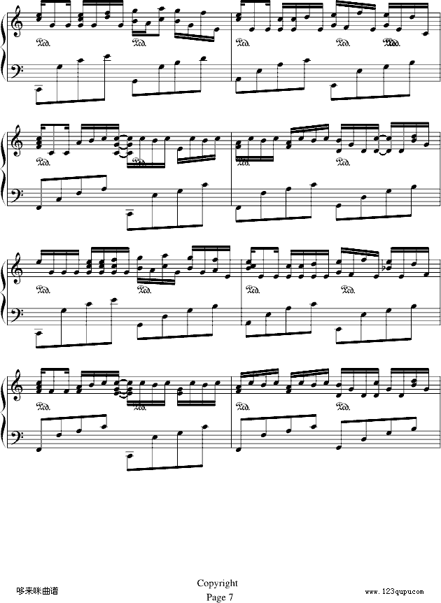 卡农-（情感100%）-帕赫贝尔-Pachelbel钢琴曲谱（图7）