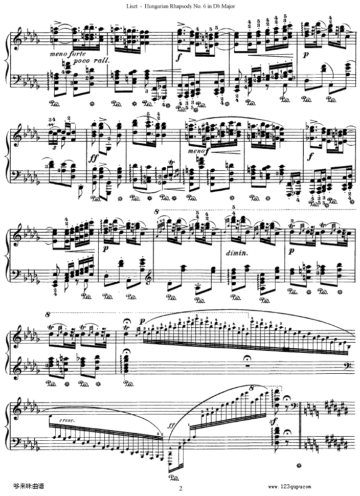 匈牙利狂想曲第六号-李斯特钢琴曲谱（图2）