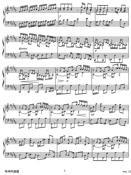 B大调练习曲-辛普森钢琴曲谱（图2）