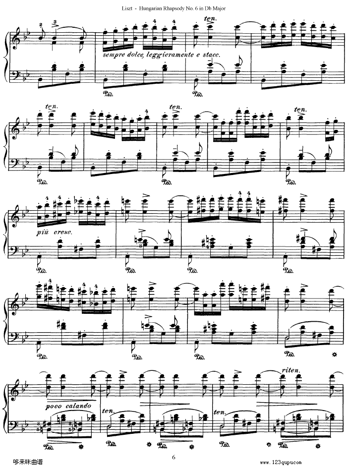 匈牙利狂想曲第六号-李斯特钢琴曲谱（图6）