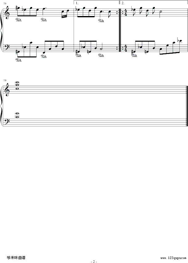 徘徊-世界名曲钢琴曲谱（图2）