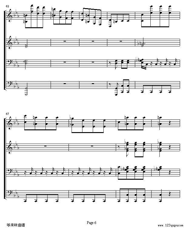 命运交响曲 -（钢琴4手联弹）-贝多芬钢琴曲谱（图6）