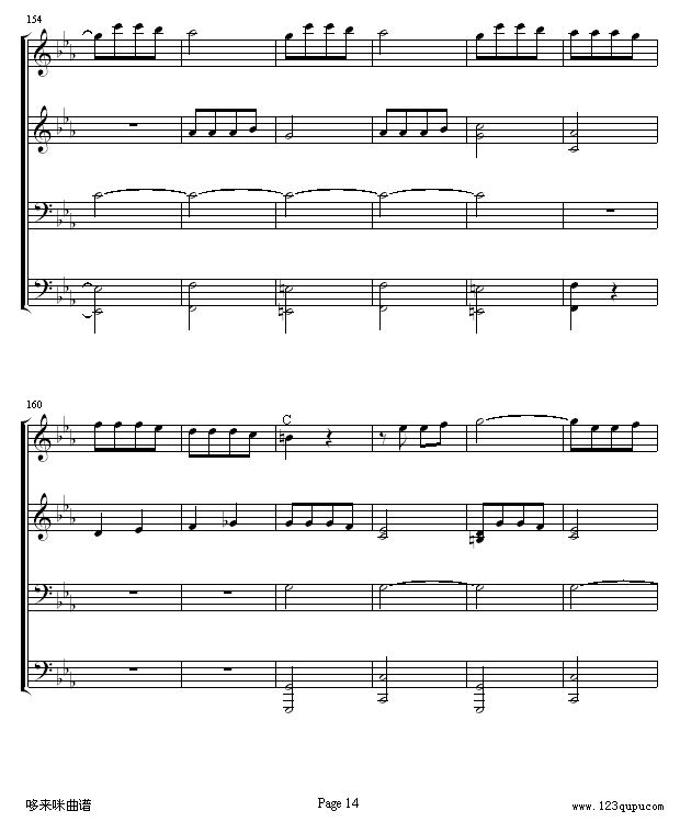 命运交响曲 -（钢琴4手联弹）-贝多芬钢琴曲谱（图14）