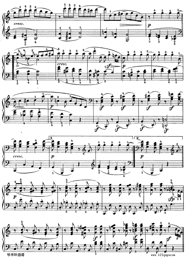 G大调第十钢琴奏鸣曲　Op. 14 No--2-贝多芬钢琴曲谱（图9）
