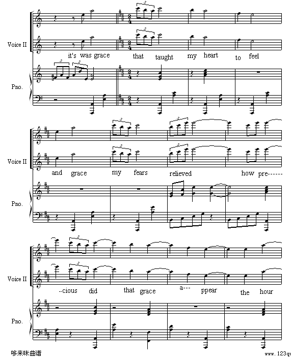奇异恩典 Amazing Grace-世界名曲钢琴曲谱（图3）