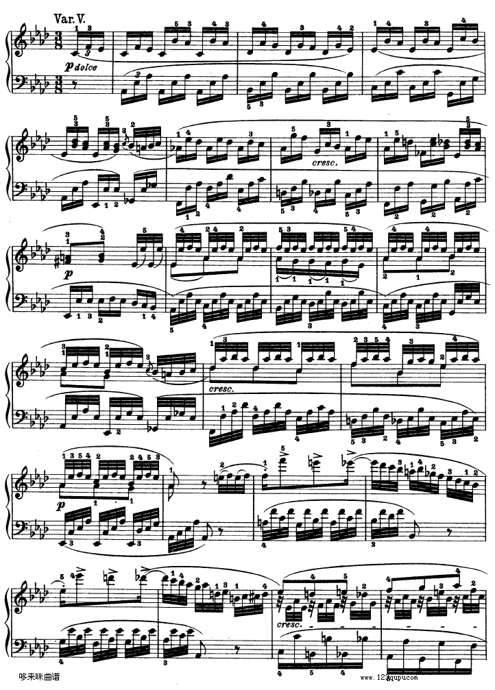 第十二钢琴奏鸣曲-（Op.26）-贝多芬钢琴曲谱（图7）