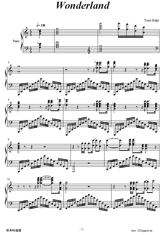 新乐园-马克西姆钢琴曲谱（图1）
