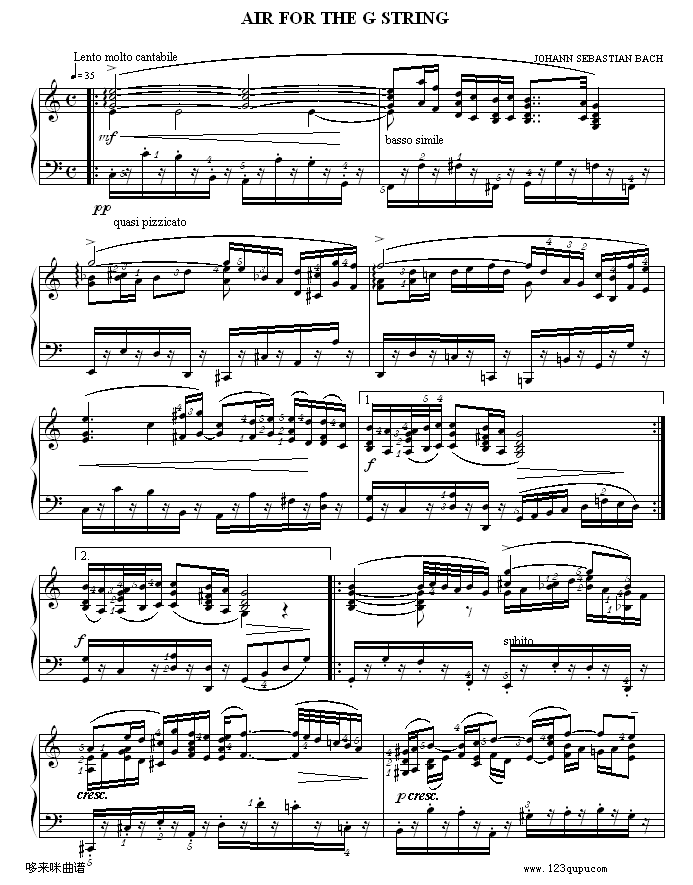 Air For The G String-巴赫钢琴曲谱（图1）