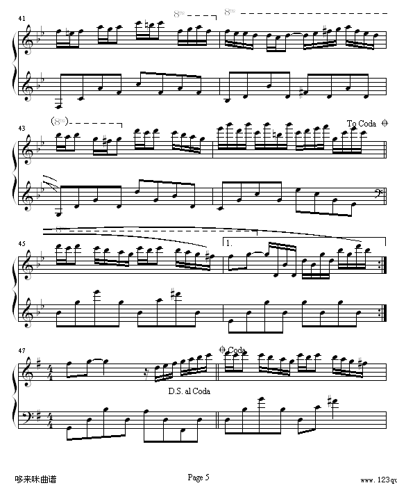 星空的钢琴手-克莱德曼钢琴曲谱（图5）