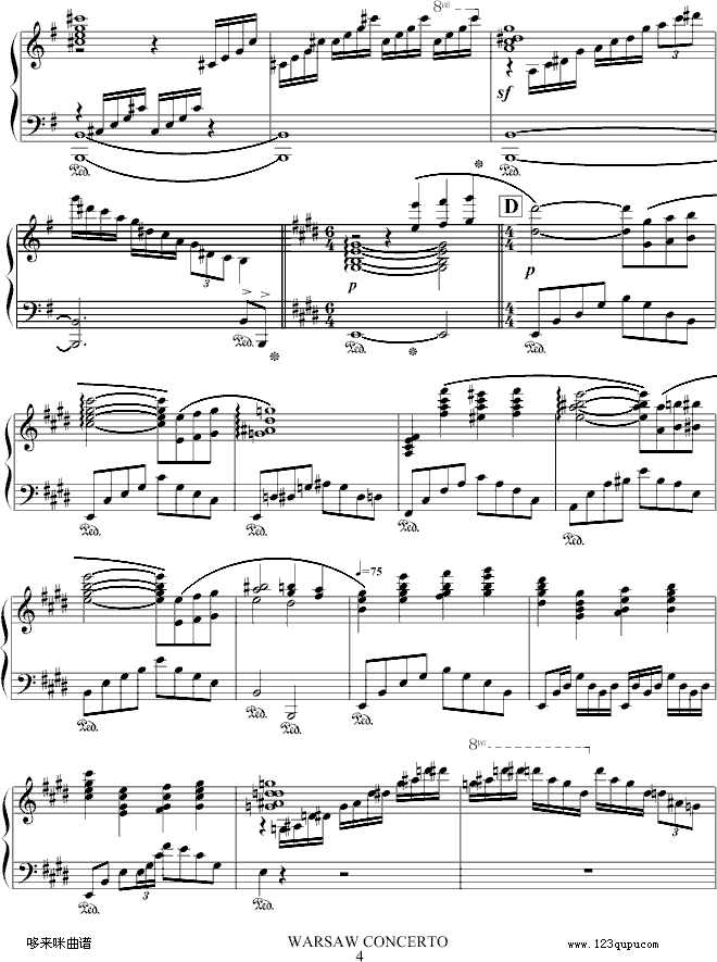 华沙协奏曲-克莱德曼钢琴曲谱（图4）