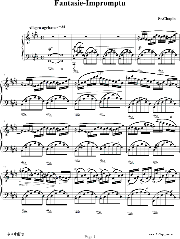 Fantasie Impromptu-肖邦钢琴曲谱（图1）