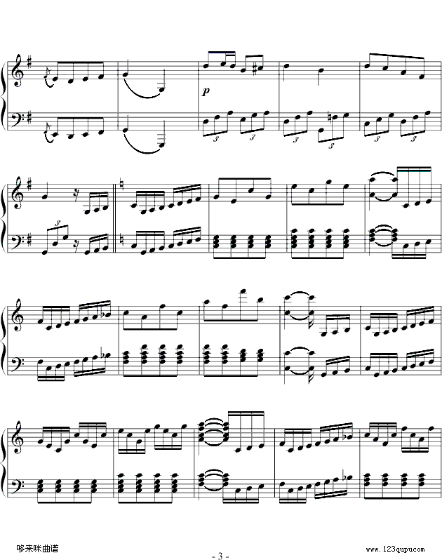 第25奏鸣曲第三乐章-贝多芬钢琴曲谱（图3）