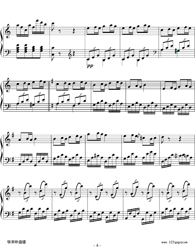 第25奏鸣曲第三乐章-贝多芬钢琴曲谱（图4）