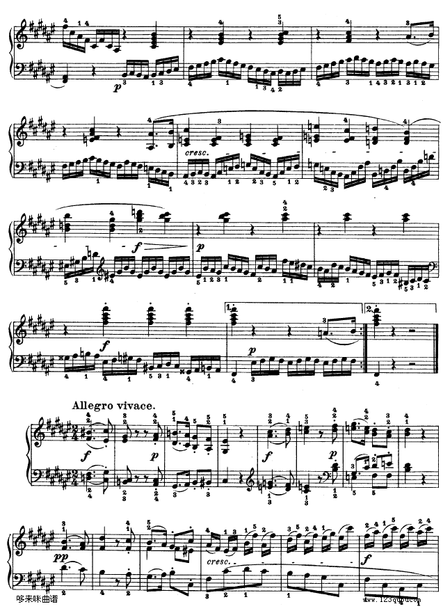 第二十四钢琴奏鸣曲-Op.78-贝多芬钢琴曲谱（图5）