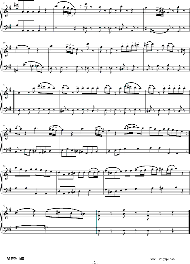 小夜曲-莫扎特钢琴曲谱（图2）