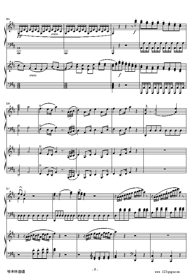 D大调双钢琴奏鸣曲K448第一乐章-莫扎特钢琴曲谱（图9）