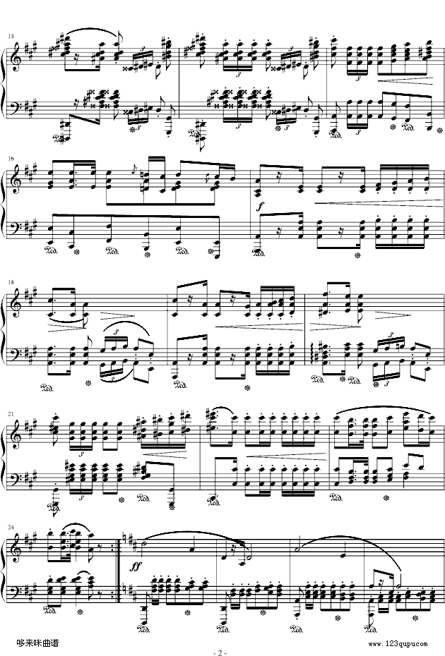波兰军队舞曲-Op.40 No.1-肖邦钢琴曲谱（图2）