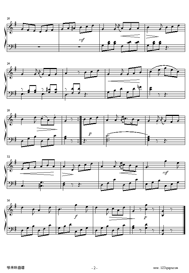 G大调小奏鸣曲Romanze-贝多芬钢琴曲谱（图2）