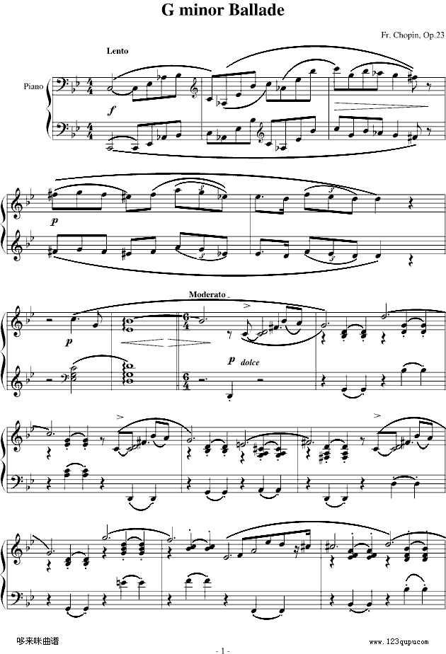 G小调叙事曲-肖邦钢琴曲谱（图1）