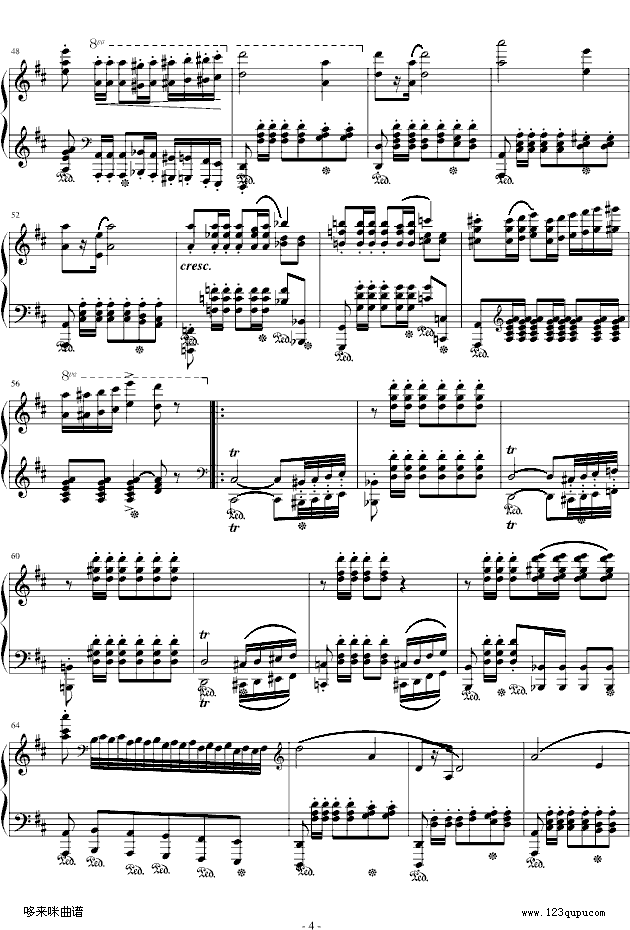 波兰军队舞曲-Op.40 No.1-肖邦钢琴曲谱（图4）