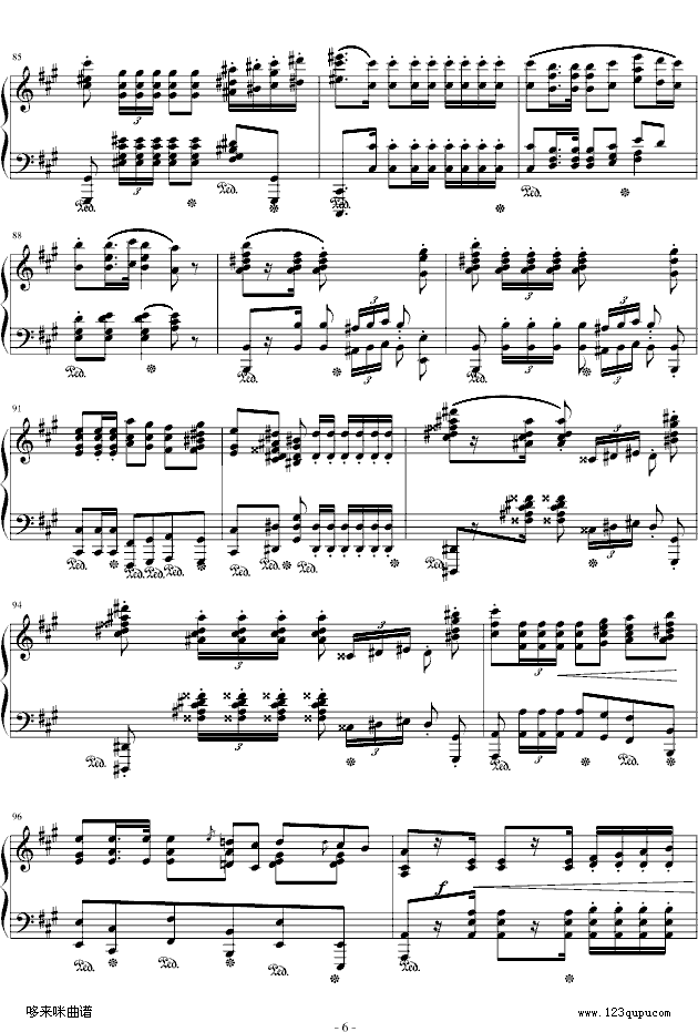 波兰军队舞曲-Op.40 No.1-肖邦钢琴曲谱（图6）