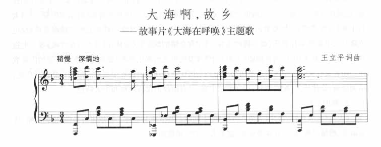 大海啊故乡－郑绪岚（影视线谱）[完整版]钢琴曲谱（图1）