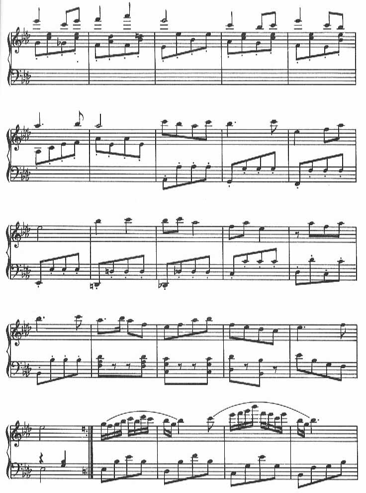 茉莉花－江苏民歌（降E调线谱）[不同版本]钢琴曲谱（图3）
