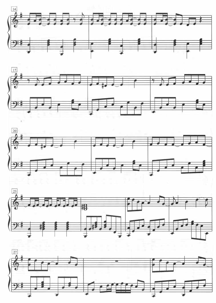 反方向的钟（钢琴五线谱）[不同版本]钢琴曲谱（图2）