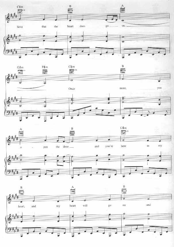 My Heart Will Go On－铁达尼号（影视线谱）[完整版]钢琴曲谱（图6）