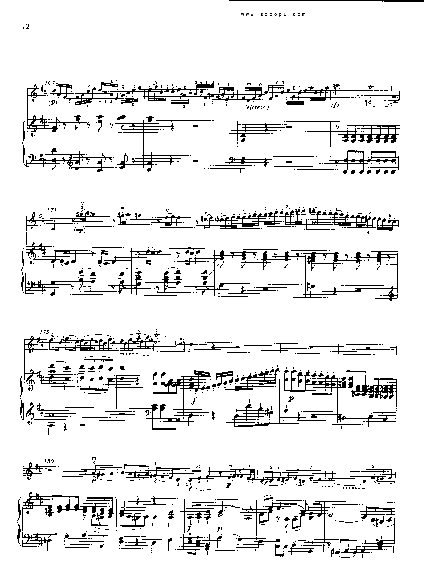D大调第四小提琴协奏曲 KV218 键盘类 钢琴钢琴曲谱（图11）