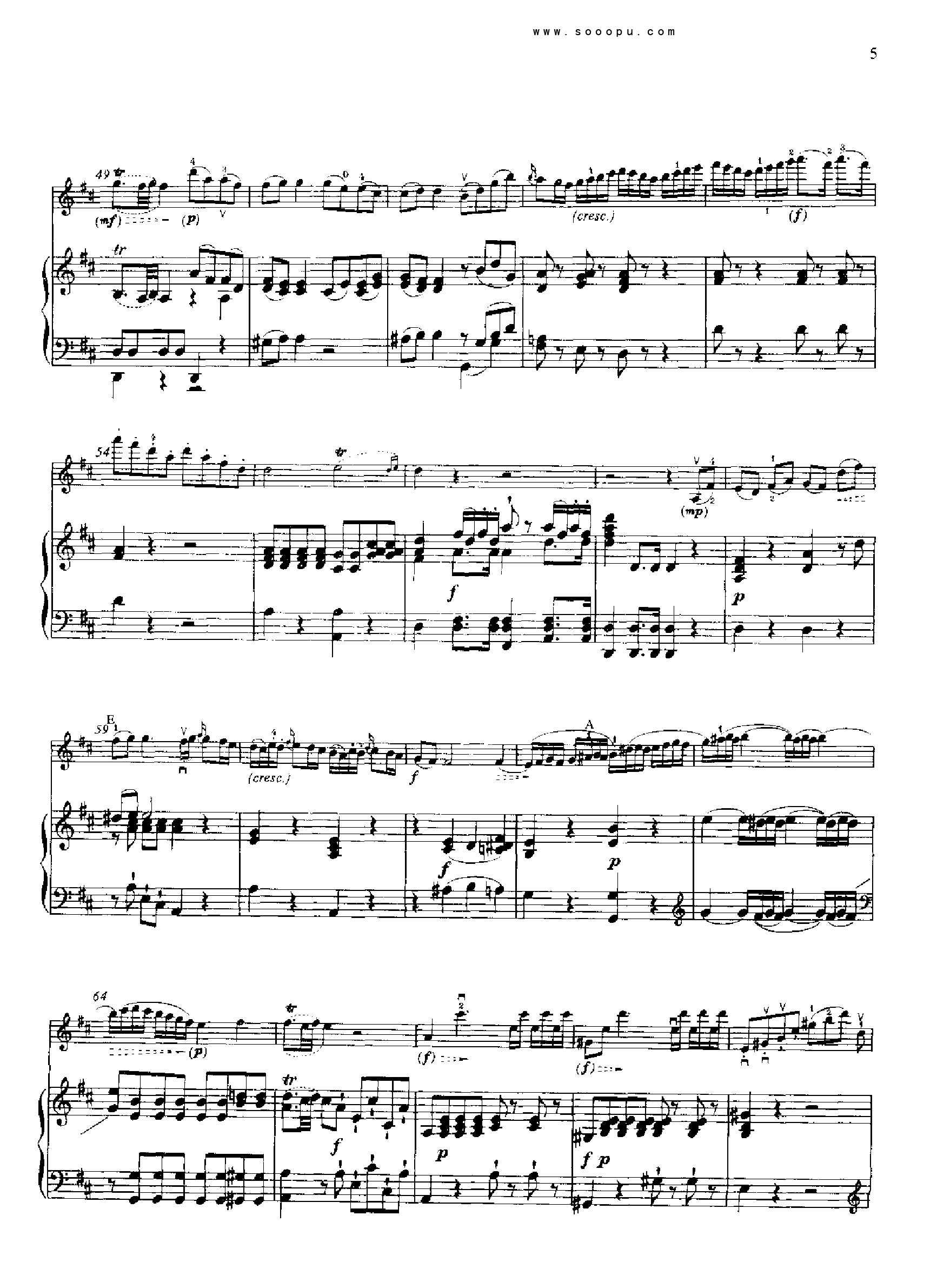 D大调第四小提琴协奏曲 KV218 键盘类 钢琴钢琴曲谱（图4）