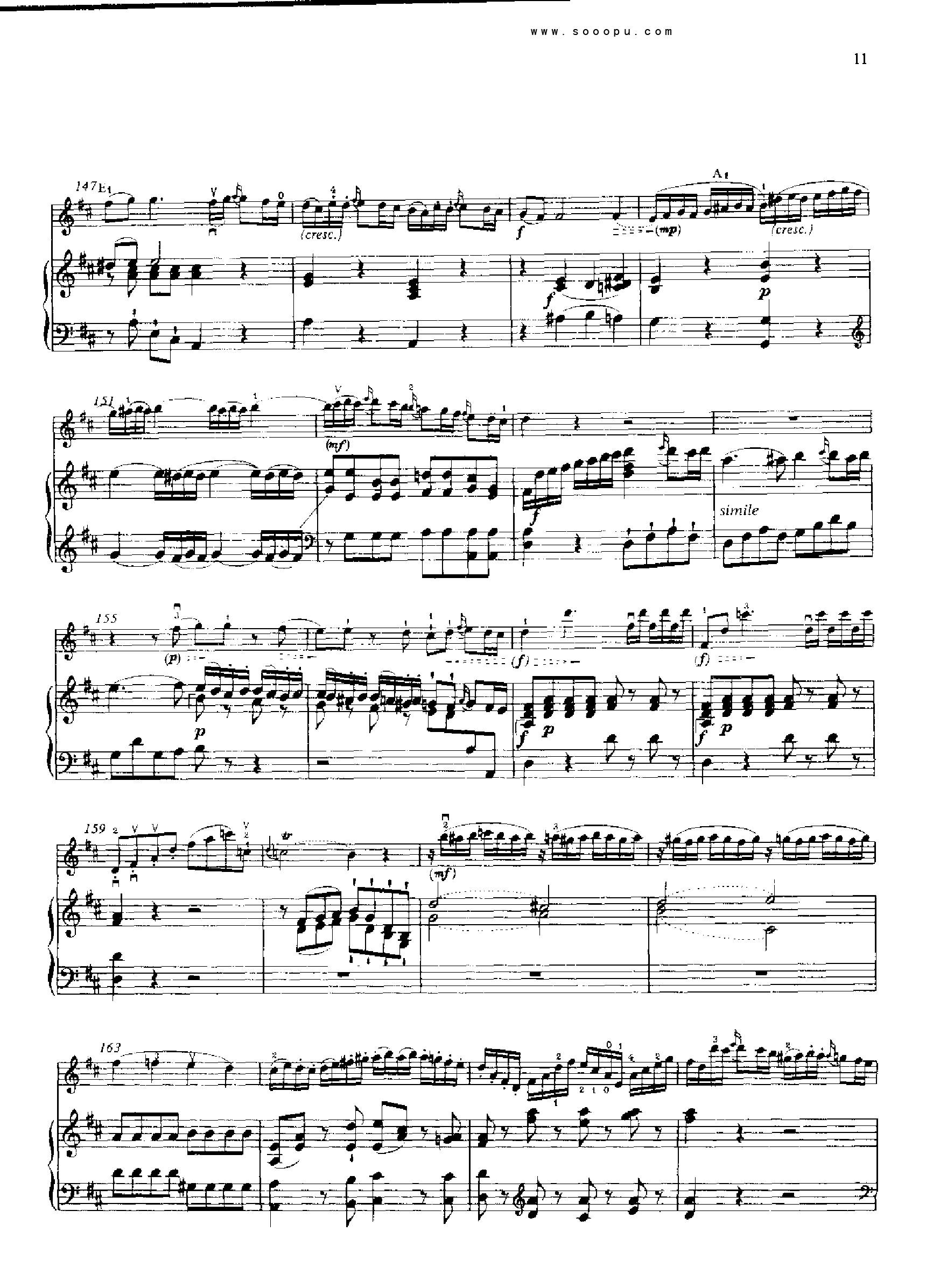 D大调第四小提琴协奏曲 KV218 键盘类 钢琴钢琴曲谱（图10）
