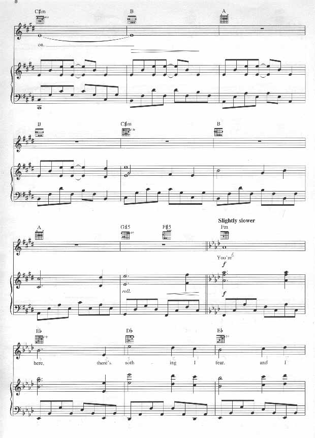 My Heart Will Go On－铁达尼号（影视线谱）[完整版]钢琴曲谱（图7）