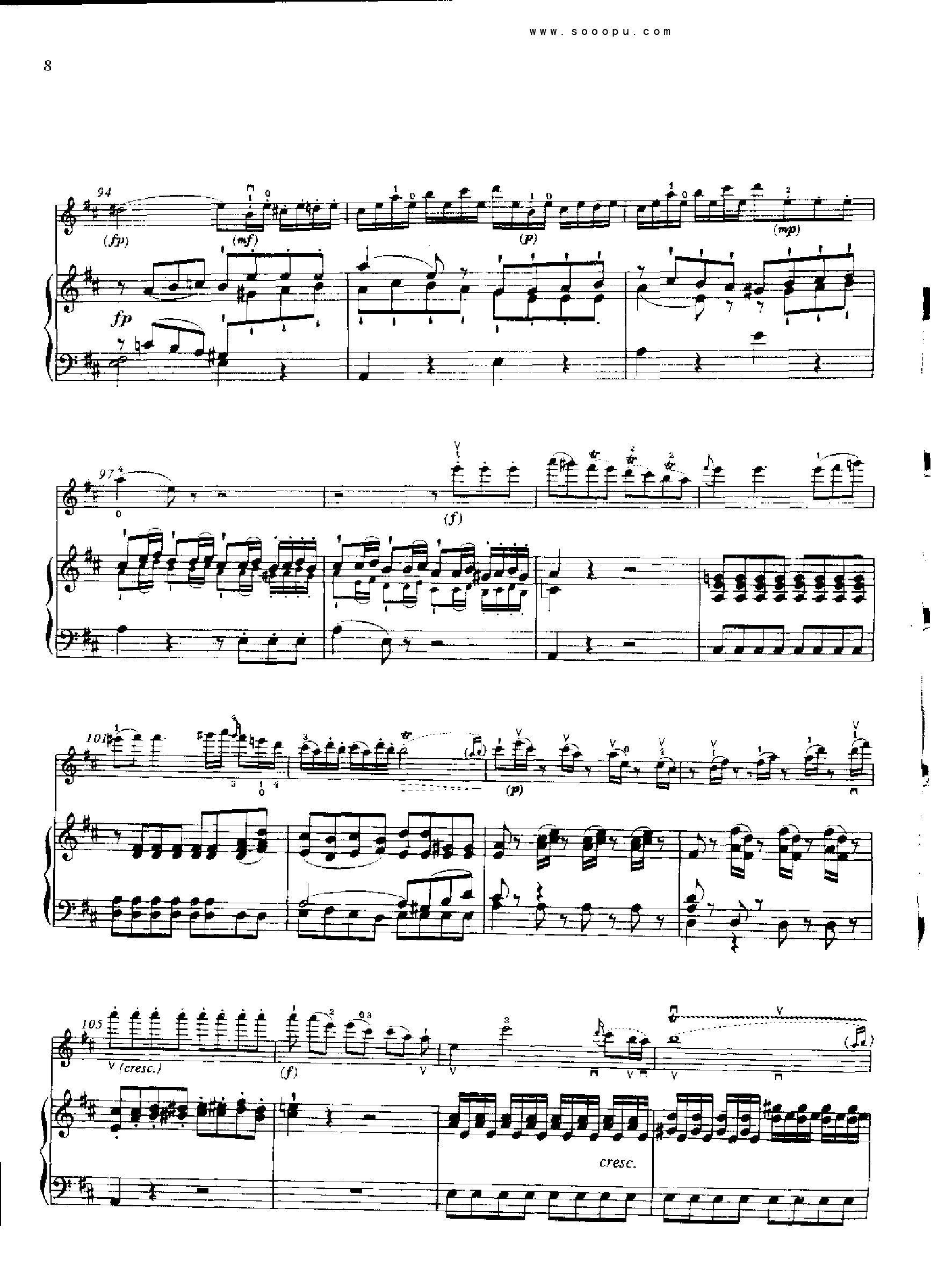 D大调第四小提琴协奏曲 KV218 键盘类 钢琴钢琴曲谱（图7）
