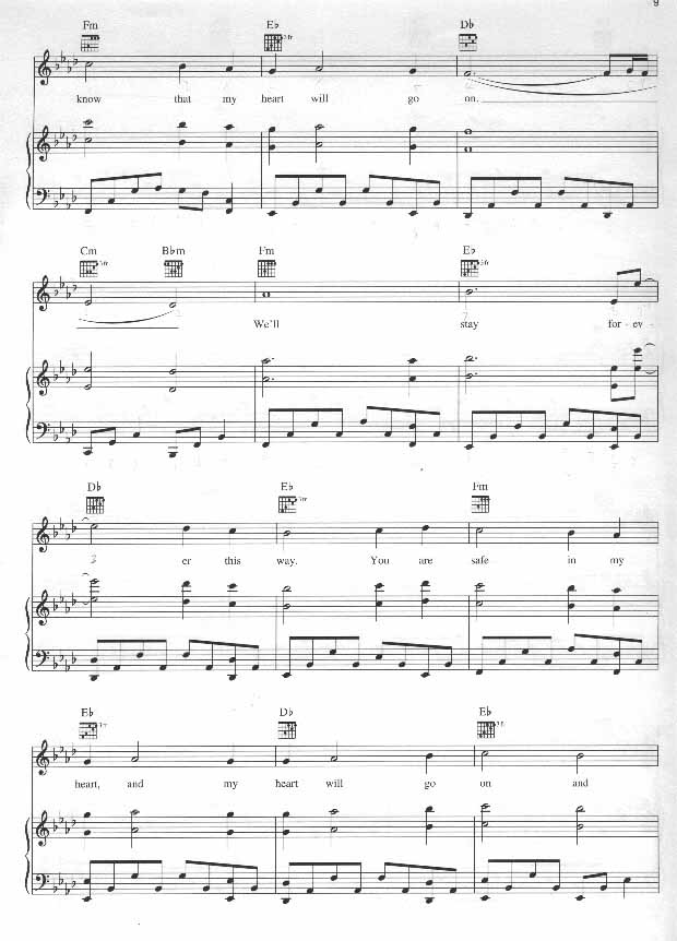 My Heart Will Go On－铁达尼号（影视线谱）[完整版]钢琴曲谱（图8）
