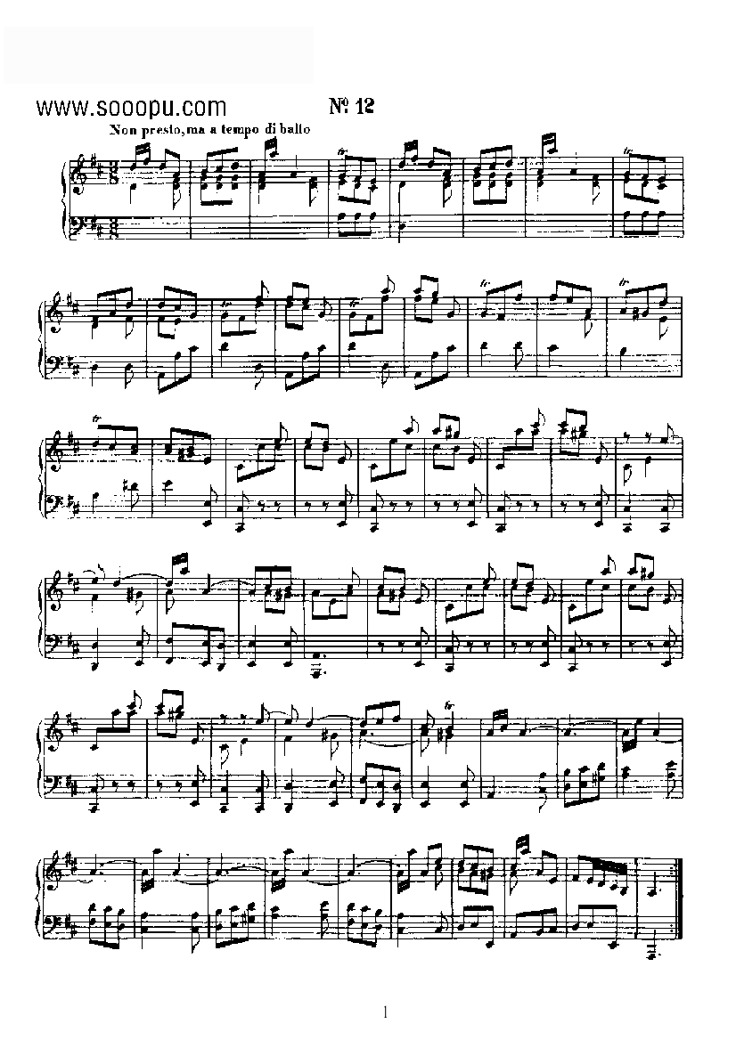 二十首经典奏鸣曲第十二首 键盘类 钢琴钢琴曲谱（图1）