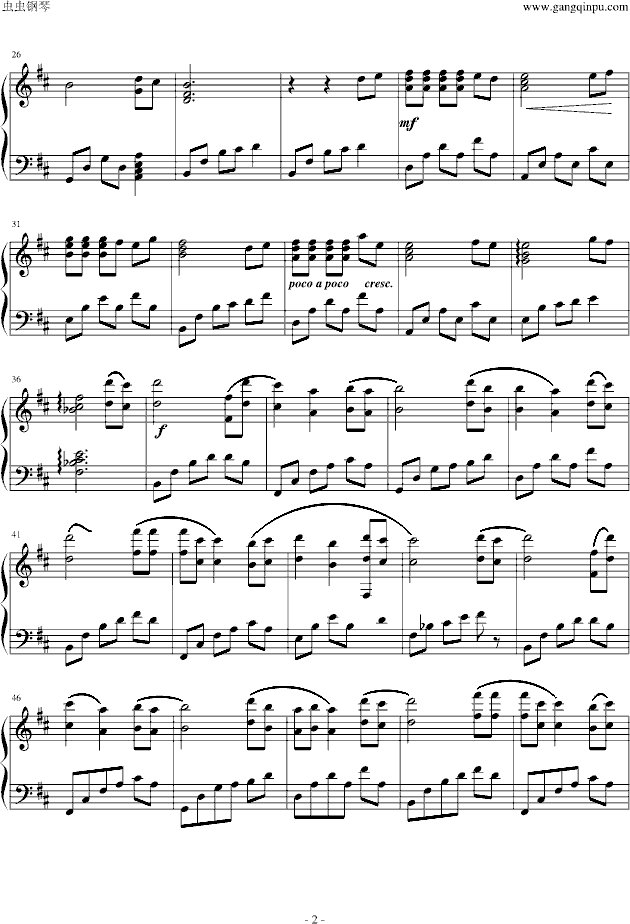 白色恋人钢琴曲谱（图2）