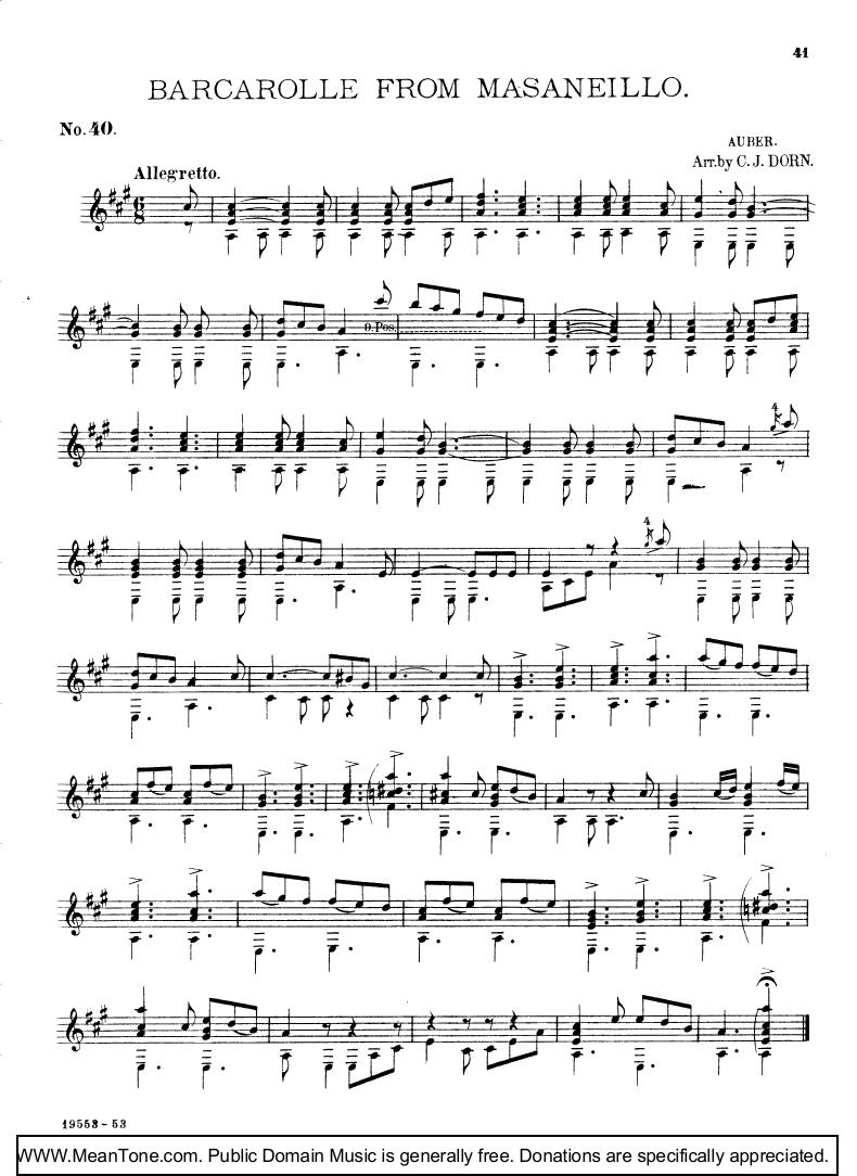 Barcarolle From Masaneillo钢琴曲谱（图1）