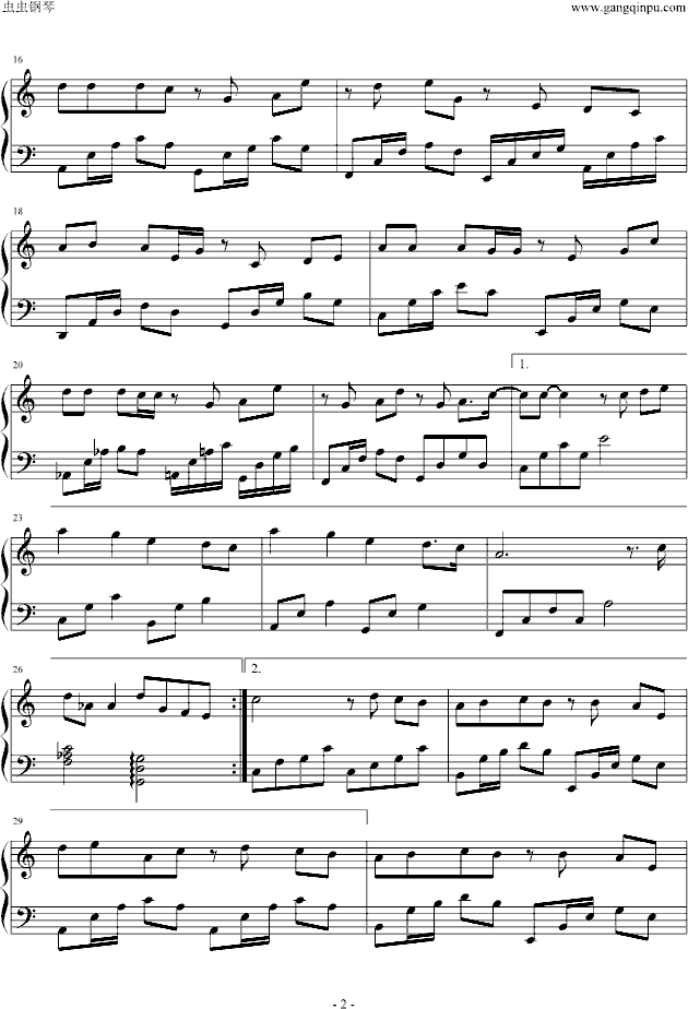 错了再错钢琴曲谱（图2）