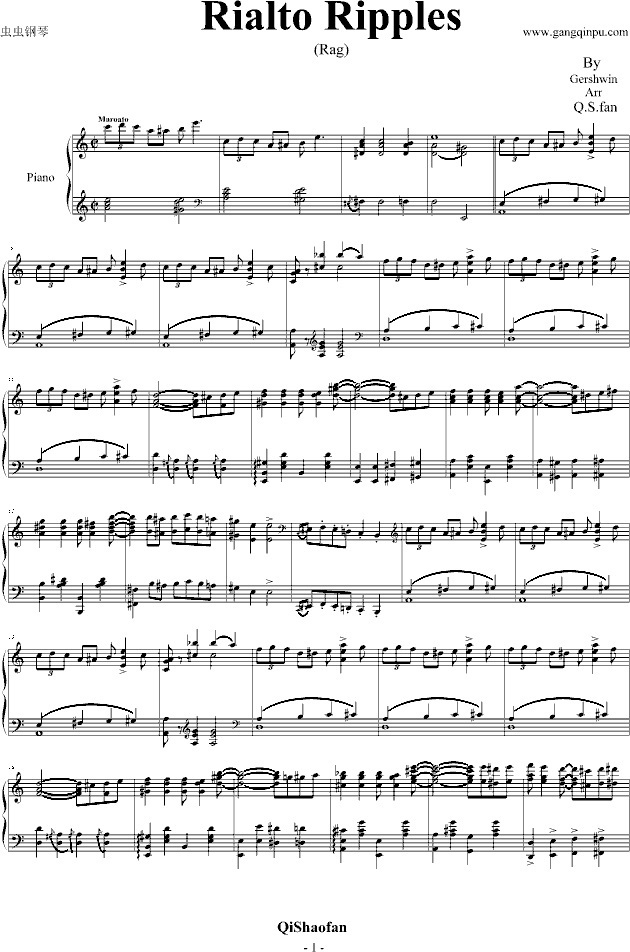 Rialto Ripples Rag钢琴曲谱（图1）