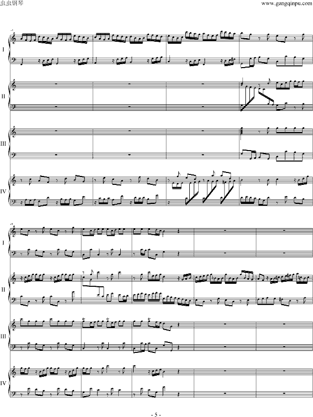 巴赫为四架钢琴写的钢琴协奏曲钢琴曲谱（图5）