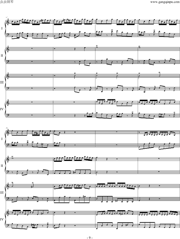巴赫为四架钢琴写的钢琴协奏曲钢琴曲谱（图9）