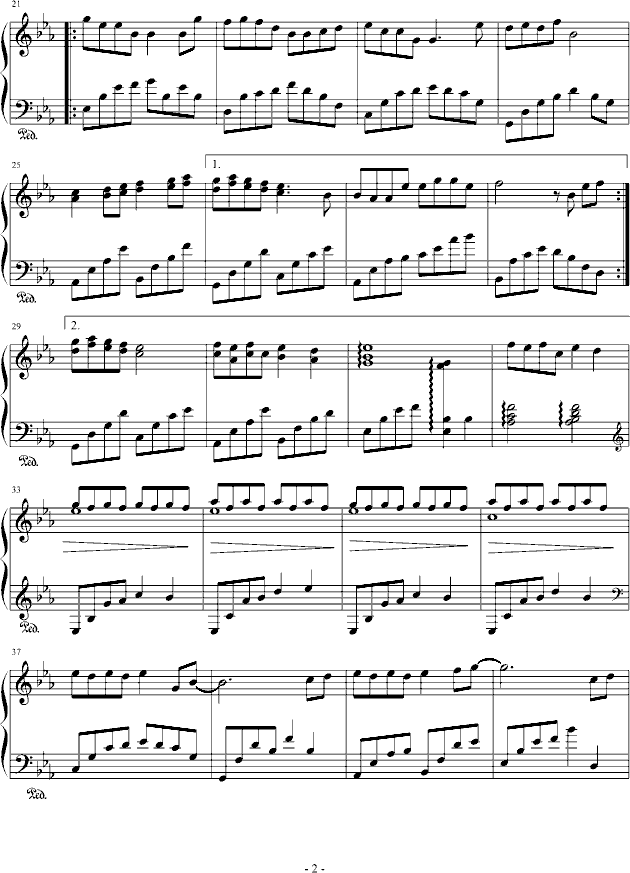 小酒窝钢琴曲谱（图2）