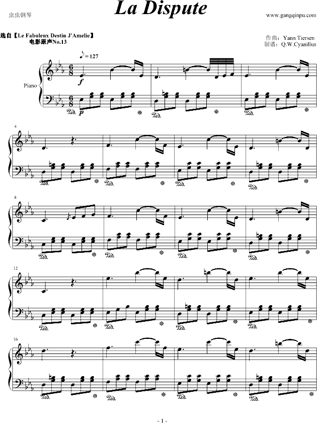 La Dispute钢琴曲谱（图1）
