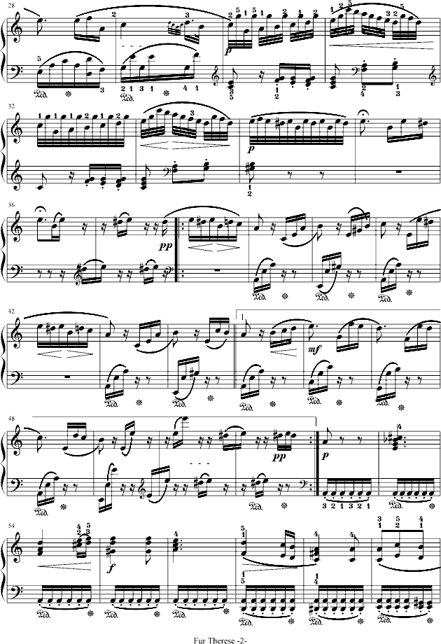 献给爱丽丝-带指法钢琴曲谱（图2）