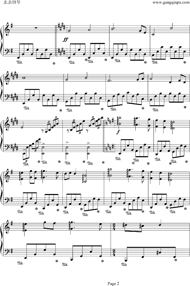 蓝色的爱八度练习版钢琴曲谱（图2）