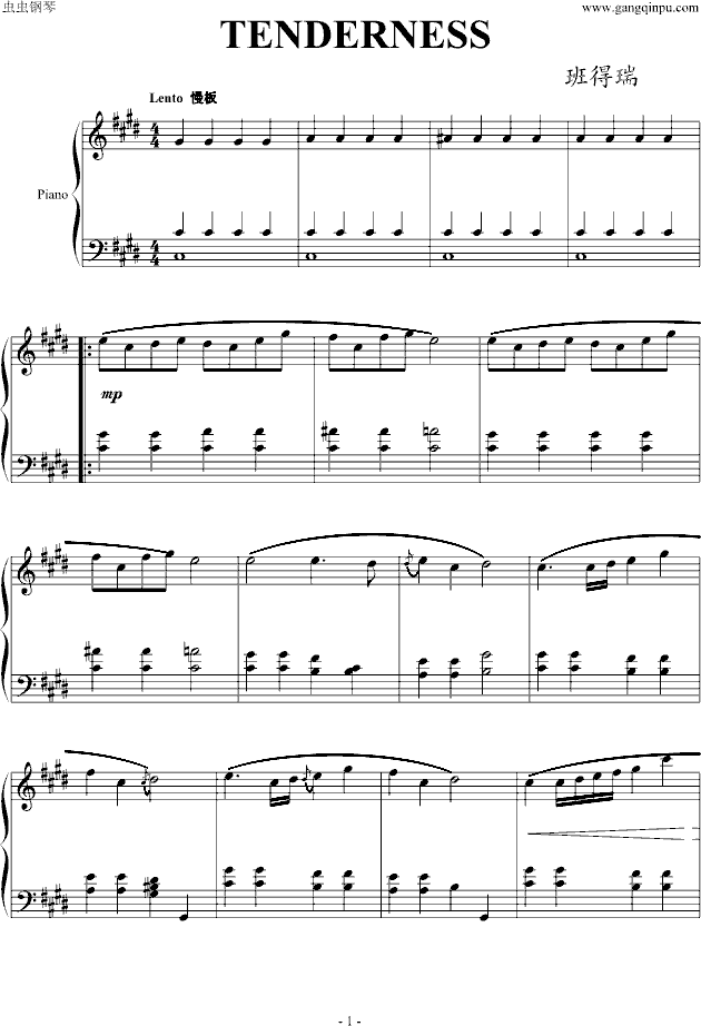 TENDERNESS钢琴曲谱（图1）